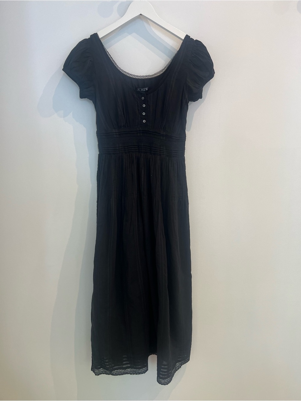 J. Crew Black Maxi Dress with Short Puff Sleeves